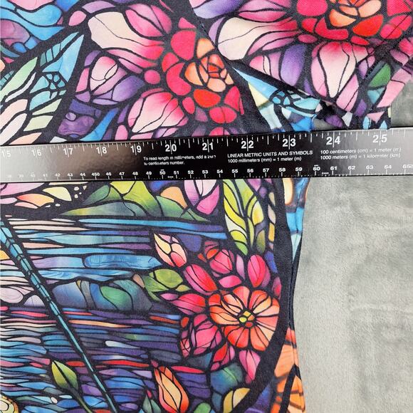Womens Top XXL Artsy Statement Dragonfly Stained Glass Unique Bright Colorful - Picture 3 of 5